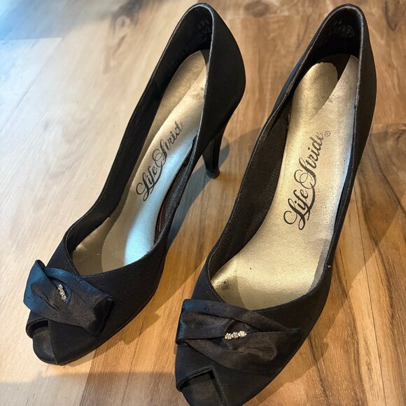 Vintage Life Stride Debby #2 Pois de soie Rhinestone Open-toe Heels Rhinestone - Picture 1 of 15